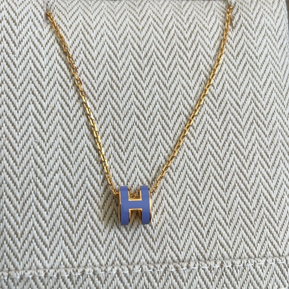Hermès mini pop h pendant necklace, lilas with gold - Picture 2 of 8